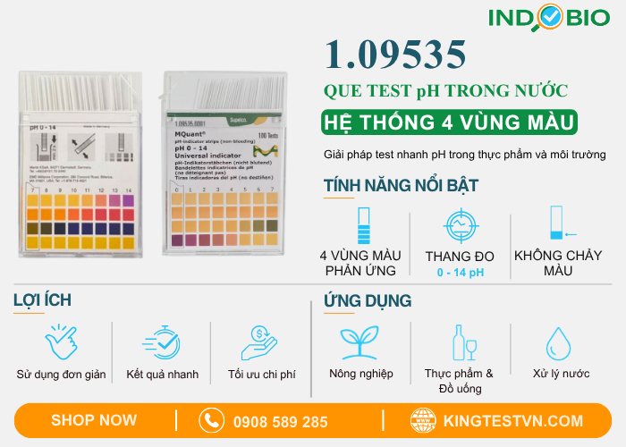 Tổng quan que test pH Merck 1.09535